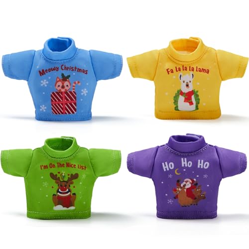JOYIN 4 Packs Santa Clothes for Elf Doll Stylish Tees Tshirt Elf Doll Clothing Set, Christmas Decorations, and Holiday Specials JOYIN 4 Packs Santa Clothes for Elf Doll Stylish Tees Tshirt Elf Doll Clothing Set, Christmas Decorations, and Holiday Specials von JOYIN