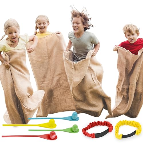 JOYIN 4 Spieler Outdoor Rasen Spiele, Spiele Gartenspiele, Potato Sack Race Bags, Eier und Löffel Rennspiele, Legged Relay Race Bands Elastisches Bindeseil für Kinder und Familien, Osternsuchspiel. JOYIN 4 Spieler Outdoor Rasen Spiele, Spiele Gartenspiele, Potato Sack Race Bags, Eier und Löffel Rennspiele, Legged Relay Race Bands Elastisches Bindeseil für Kinder und Familien, Osternsuchspiel. von JOYIN
