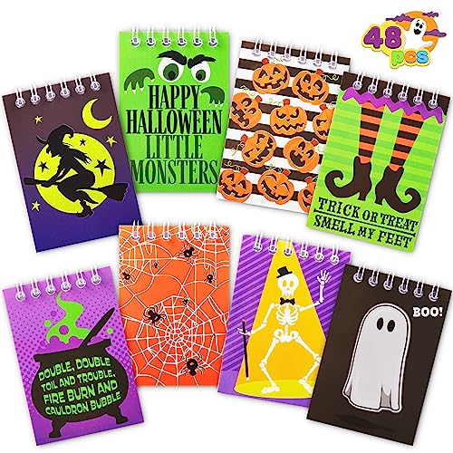 JOYIN 48 Stück Halloween Spooky Notizblöcke Set (8 Designs), Halloween Notizblöcke für Kinder Mädchen Jungen Klassenzimmer Favor Süßes oder Saures Kinder Geschenk set Halloween Goodie Bags Party Favor von JOYIN