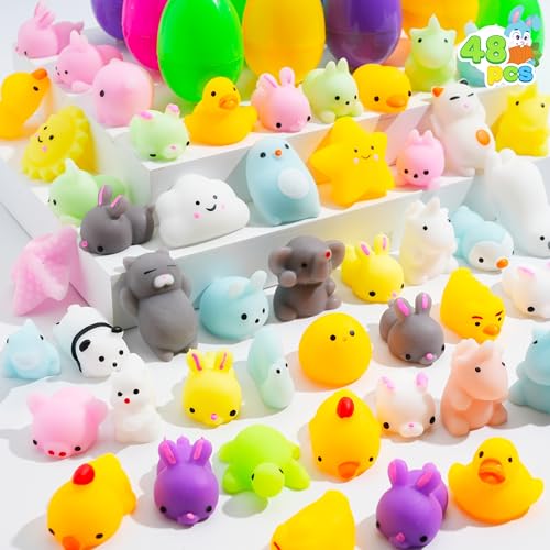 JOYIN 48 vorgefüllte Ostereier gefüllt mit 48 Mochi-Squishy-Spielzeugen für Kinder, Ostereier zum befüllen für Ostern Partyzubehör, für Osterthema Party Gunst, Ostereier jagen, für Osterkörbe JOYIN 48 vorgefüllte Ostereier gefüllt mit 48 Mochi-Squishy-Spielzeugen für Kinder, Ostereier zum befüllen für Ostern Partyzubehör, für Osterthema Party Gunst, Ostereier jagen, für Osterkörbe von JOYIN
