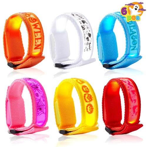 JOYIN 6 PCS Halloween bracelets, LED glow flashing wristband toys for kids, glow in the dark, slim wrists, trick or treat for night events, games, party gifts JOYIN 6 PCS Halloween bracelets, LED glow flashing wristband toys for kids, glow in the dark, slim wrists, trick or treat for night events, games, party gifts von JOYIN