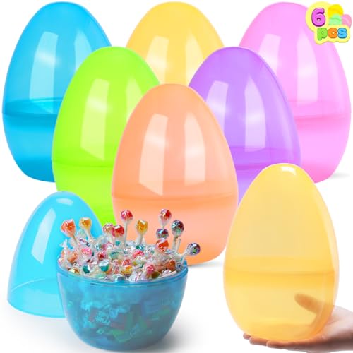 JOYIN 25,4 cm Jumbo-Ostereier, 6 Stück, Bunte Riesen-Eier aus Kunststoff, leer, befüllbar, zum Befüllen zu Ostern, Leckereien, Mitbringsel, Jagd, Klassenzimmer, Preiszubehör, Dekoration von JOYIN