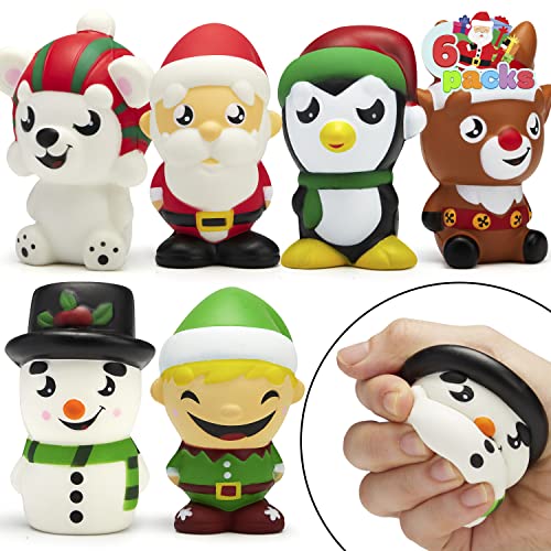 JOYIN 6 Stück Weihnachtsthemen Squishy Toys Langsam steigender Stressabbau Super Soft Squeeze Kawaii Nette Weihnachtsfreunde Charaktere Spielzeug für Jungen Mädchen von JOYIN