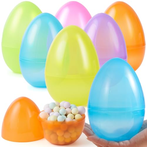 JOYIN 6 Stück transparente Jumbo-Ostereier, 15,2 cm, riesige Kunststoffeier, befüllbar für Oster-Themen-Jagd, bunte Korbfüller, Füllstoffe, Füllstoffe, Leckereien, Partyzubehör, Klassenzimmer, JOYIN 6 Stück transparente Jumbo-Ostereier, 15,2 cm, riesige Kunststoffeier, befüllbar für Oster-Themen-Jagd, bunte Korbfüller, Füllstoffe, Füllstoffe, Leckereien, Partyzubehör, Klassenzimmer, von JOYIN