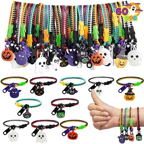 JOYIN 60-teiliges Halloween-Reißverschluss-Armband-Großset, Reißverschluss-Armbänder, Partygeschenke für Kinder, Zappelspielzeug zum Stressabbau, Halloween-Goodie-Bag JOYIN 60-teiliges Halloween-Reißverschluss-Armband-Großset, Reißverschluss-Armbänder, Partygeschenke für Kinder, Zappelspielzeug zum Stressabbau, Halloween-Goodie-Bag von JOYIN
