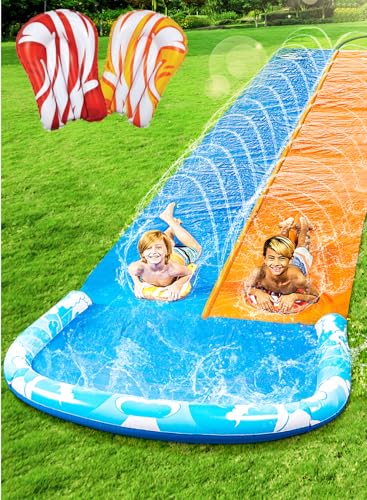 JOYIN 685 cm Rutsche und Wasserrutsche mit 2 Bodyboards, Rasen-Wasserrutsche mit eingebautem Sprinkler für Sommer-Wasserspaß im Garten für Kinder und Erwachsene JOYIN 685 cm Rutsche und Wasserrutsche mit 2 Bodyboards, Rasen-Wasserrutsche mit eingebautem Sprinkler für Sommer-Wasserspaß im Garten für Kinder und Erwachsene von JOYIN