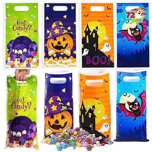 JOYIN 72 Stück Halloween Süßes oder Saures Taschen in 4 Designs für Süßes oder Saures, Halloween Party Favors, Event Party Supplies, Halloween Goodie Bags von JOYIN