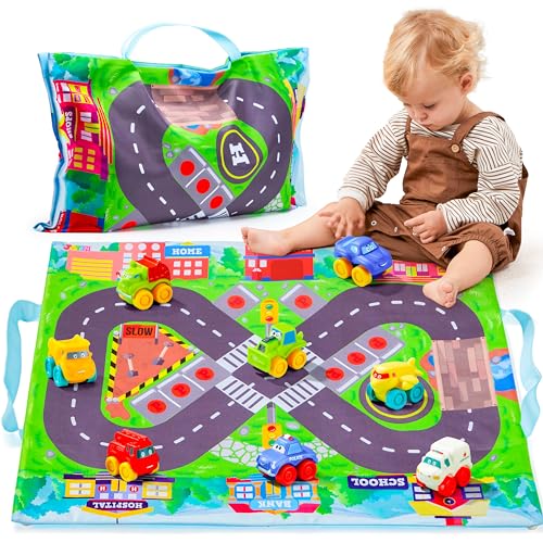 JOYIN 8 Stück Cartoon Gummi-Babyautos, Autoteppich Kinder, Bade-Spielzeugautos mit Spielmatte, Spielteppich Straße Kinderteppich, Spielzeugautos für Kinder ab 1 2 3 Jahren JOYIN 8 Stück Cartoon Gummi-Babyautos, Autoteppich Kinder, Bade-Spielzeugautos mit Spielmatte, Spielteppich Straße Kinderteppich, Spielzeugautos für Kinder ab 1 2 3 Jahren von JOYIN
