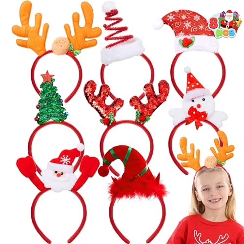 JOYIN 8 Stückt Set Weihnachts Haarreif mit verschiedenen Designs, Haarschmuck für Weihnachtsfeiern Cosplay (Eine Größe passt Alle) von JOYIN