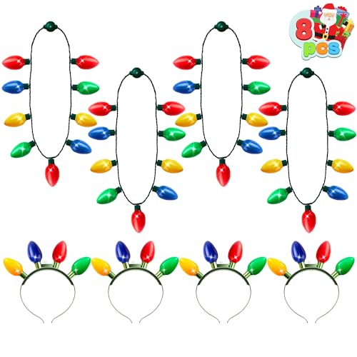 JOYIN 8-teiliges Weihnachts-Stirnband und Halskette mit Lichtern und 6 Blinkmodi, LED-Weihnachtslichter-Glühbirnen-Halsketten-Stirnband für Kinder, Frauen und Männer, Weihnachtsparty-Zubehör. JOYIN 8-teiliges Weihnachts-Stirnband und Halskette mit Lichtern und 6 Blinkmodi, LED-Weihnachtslichter-Glühbirnen-Halsketten-Stirnband für Kinder, Frauen und Männer, Weihnachtsparty-Zubehör. von JOYIN
