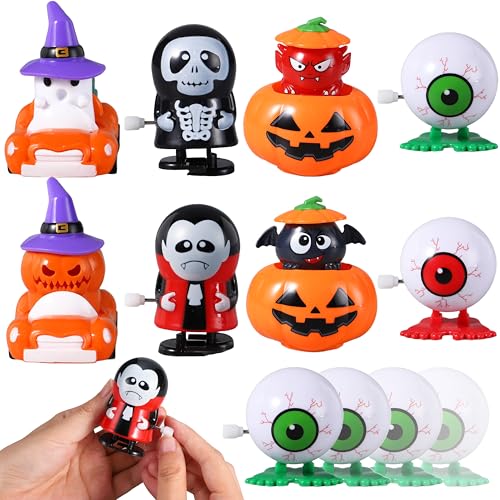 JOYIN 8er-Pack Halloween-Aufziehspielzeuge, Verschiedene gruselige Designs, ideal als Partygeschenk, Süßes oder Saures-Geschenk von JOYIN