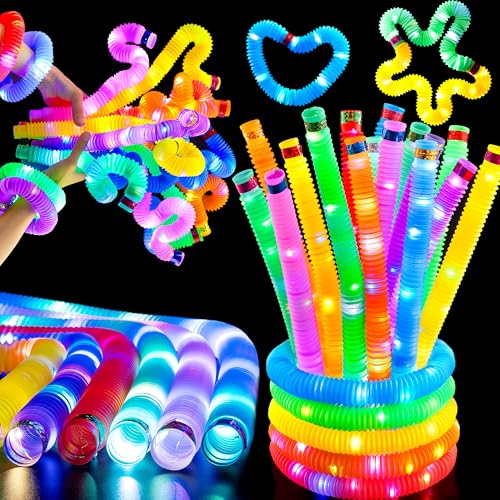 JOYIN 9 Stück LED Knicklicht Pop Tubes, Leuchtende Pop Tubes, Röhren Sensorik Spielzeug, Biegsame Röhren, Leuchtstäbe Farbiges Festival Zubehör Fidget Toys, Armbänder Party Deko Set JOYIN 9 Stück LED Knicklicht Pop Tubes, Leuchtende Pop Tubes, Röhren Sensorik Spielzeug, Biegsame Röhren, Leuchtstäbe Farbiges Festival Zubehör Fidget Toys, Armbänder Party Deko Set von JOYIN