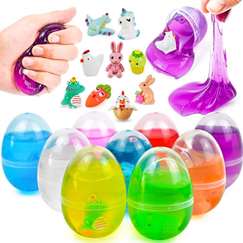 JOYIN 9 vorgefüllte Schleim Ostereier, Plastik Ostereier zum Befüllen mit Kristall Slime und niedlichen kleine Harzfiguren für die Ostereiersuche für Kinder, Osterkörbchenfüller, Kinder Osterparty JOYIN 9 vorgefüllte Schleim Ostereier, Plastik Ostereier zum Befüllen mit Kristall Slime und niedlichen kleine Harzfiguren für die Ostereiersuche für Kinder, Osterkörbchenfüller, Kinder Osterparty von JOYIN