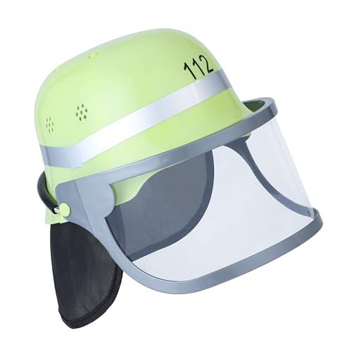 JOYIN Verstellbarer Kinder Feuerwehrhelm mit Klappvisier, Halstuch & Kinnriemen für Kinder Mottoparty, Karneval & Rollenspiel Mützenkostüm (Gelb) von JOYIN