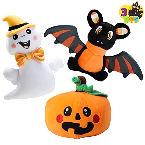 JOYIN Halloween-Plüschspielzeug-Set, 3 Stück, gefüllte Plüschpuppen (Geist, Kürbis und Fledermaus), geeignet für Partygeschenke, Austausch, Karnevals-Spielpreise von JOYIN