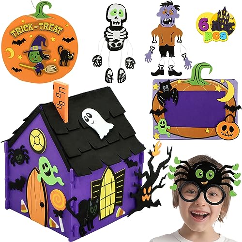 JOYIN Halloween Schaumstoff Bastelset für Kinder mit 3D Spukhaus, Halloween Fotorahmen, 2 Halloween Figuren Dekoration, Gläser und Süßes oder Saures Türschild-Aufhänger, Kunsthandwerk JOYIN Halloween Schaumstoff Bastelset für Kinder mit 3D Spukhaus, Halloween Fotorahmen, 2 Halloween Figuren Dekoration, Gläser und Süßes oder Saures Türschild-Aufhänger, Kunsthandwerk von JOYIN