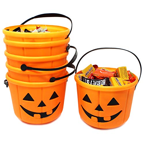 JOYIN Halloween Trick or Treat Eimer kürbis Jack o Lantern Halloween Party Supplies kürbis süßigkeiten Korb mit Griff Eimer (6-Pack) von JOYIN