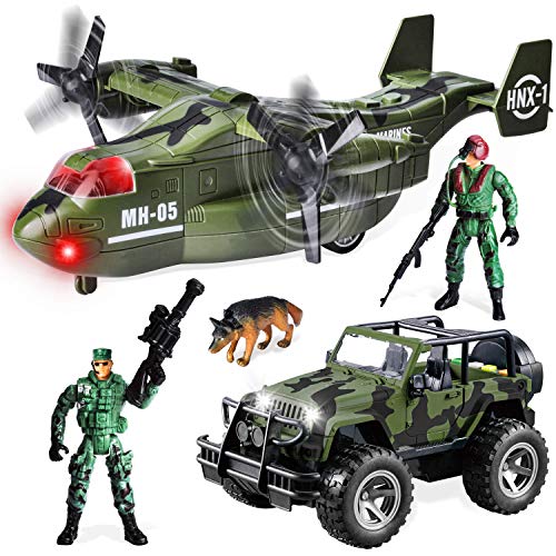 JOYIN Militärfahrzeug Spielzeug Set of Friction Powered Transport Airplane and Military Truck Militärfahrzeug Spielzeug Set Action Figures for Kids von JOYIN