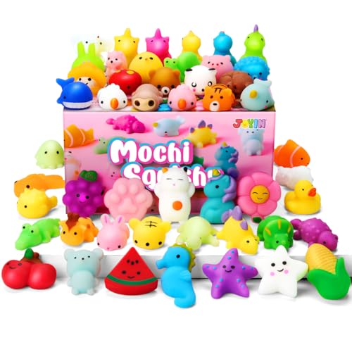 JOYIN Mochi-Squishy-Spielzeug-Set, 100 Pack Mini-Mochi-Partygeschenke für Kinder, Kawaii-Squishy-Spielzeug zum Stressabbau, Goodie-Bag-Füller mit Aufbewahrungsbox, Partyfüller für Kinder von JOYIN