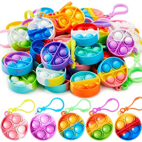 JOYIN Pop-Schlüsselanhänger, Mini-Fidget-Spielzeug, Großpackung, 30 Stück, Partygeschenke für Kinder von 4–8, 8–12 Jahren, Goodie Bag Stuffers für Klassenzimmerpreise, sensorisches Fidget-Spielzeug von JOYIN