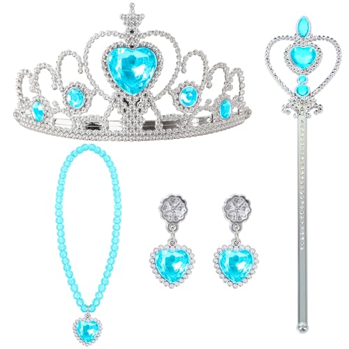 JOYIN Prinzessin Kostüme Zubehör,5-teiliges Set mit Pfirsichherz Krone, Zauberstab, Ring, Halskette, Ohrring für Geburtstage, Prinzessinnen-Kostümset Cosplay und Festivals von JOYIN
