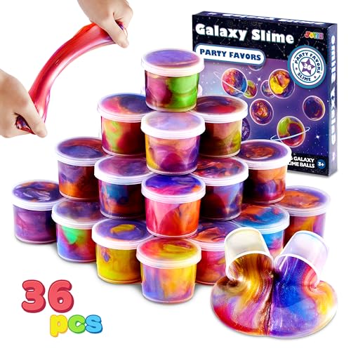 JOYIN Schleim-Partygeschenke, 36 Pack Galaxie-Schleimball-Partygeschenke – dehnbar, Nicht klebend, schmutzfrei, stressabbauend und sicher für Mädchen und Jungen – Belohnung im Klassenzimmer von JOYIN