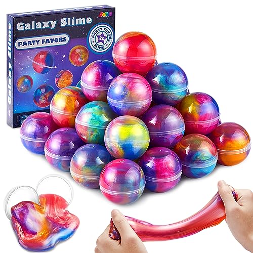 JOYIN Slime Party Favors, 24 Pack Galaxy Slime Ball Party Favors - Dehnbar, Nicht klebrig, Sauerei, Stressabbau und sicher für Mädchen und Jungen - Perfekt für Party, Klassenzimmer Belohnung von JOYIN