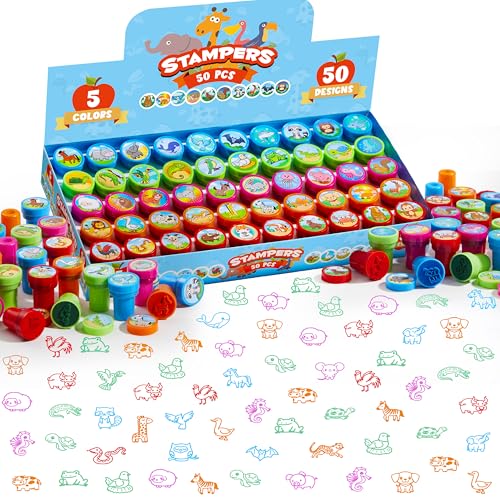 JOYIN 50 Stück Mini Stempel Kinder ab 3 Jahre,Selbstfärbende Stempel Tiere Set mit 5 Farben,50 Tieres, kleine Geschenke für Kinder, adventskalender mitgebsel Kindergeburtstag gastgeschenke JOYIN 50 Stück Mini Stempel Kinder ab 3 Jahre,Selbstfärbende Stempel Tiere Set mit 5 Farben,50 Tieres, kleine Geschenke für Kinder, adventskalender mitgebsel Kindergeburtstag gastgeschenke von JOYIN