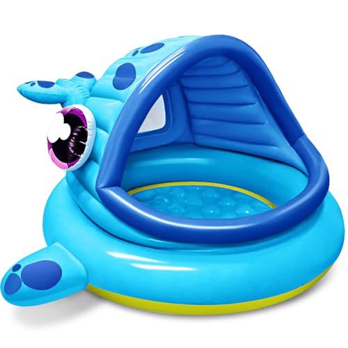 JOYIN Planschbecken für Kinder Aufblasbar mit Sonnenschutz Wal Baby Pool mit Dach (1.42m x 1.37m x 0.71m) für Summer Blow Up Pool, Schwimmparty Spielzeug von JOYIN