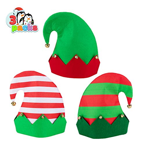 Spooktacular Creations 3er Pack Weihnachtselfen Filz bunter Hut Weihnachtsfeiertags-Party-Hüte mit Einheitsgröße passend für die meisten Unisex-Hüte für Jingle Bells Kinder, Jugendliche, Erwachsene Spooktacular Creations 3er Pack Weihnachtselfen Filz bunter Hut Weihnachtsfeiertags-Party-Hüte mit Einheitsgröße passend für die meisten Unisex-Hüte für Jingle Bells Kinder, Jugendliche, Erwachsene von JOYIN