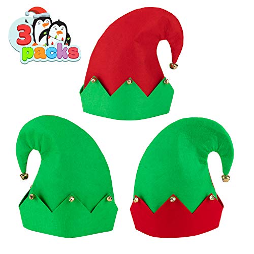 Spooktacular Creations 3er Pack Weihnachtselfen Filzhut Weihnachtsfeiertagshüte mit Einheitsgröße für die meisten Unisex-Hüte für Jingle Bells Kinder, Jugendliche, Erwachsene Grün Spooktacular Creations 3er Pack Weihnachtselfen Filzhut Weihnachtsfeiertagshüte mit Einheitsgröße für die meisten Unisex-Hüte für Jingle Bells Kinder, Jugendliche, Erwachsene Grün von JOYIN