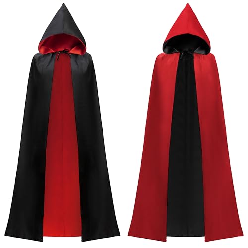 JOYIN Creations Erwachsene Unisex Vampir Kostüm Vampir umhang Damen mit doppelseitigem Umhang mit Kapuze und Tattoo Narbe für Halloween Kostüm Party, Schwarz Rot von JOYIN