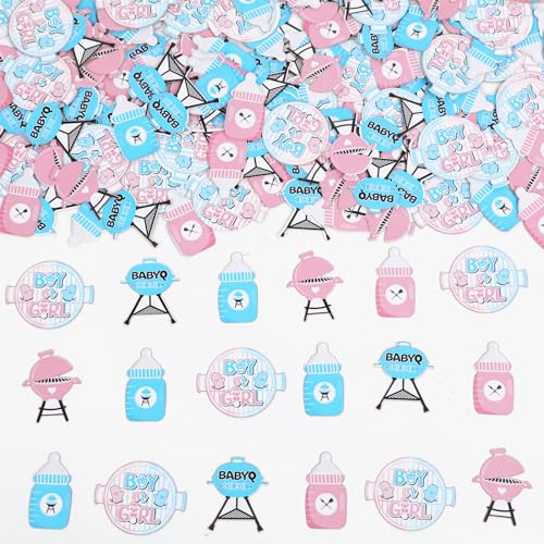 200 Stück BBQ Gender Reveal Konfetti, rosa blau Baby Q Geschlecht offenbaren Tischdekorationen, Junge oder Mädchen Grillen Picknick Motto Baby Shower Party Supplies 200 Stück BBQ Gender Reveal Konfetti, rosa blau Baby Q Geschlecht offenbaren Tischdekorationen, Junge oder Mädchen Grillen Picknick Motto Baby Shower Party Supplies von JOYMEMO
