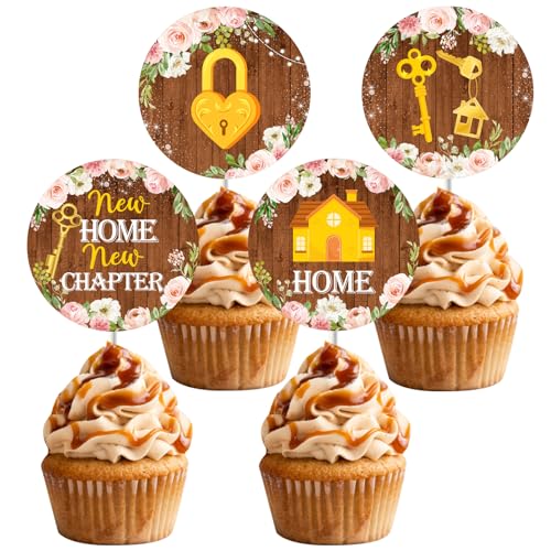 JOYMEMO 24 Pcs Housewarming Cupcake Toppers - New Home Theme Party Dekorationen, Willkommen zu Hause neues Haus für Frauen oder Männer liefert von JOYMEMO