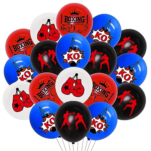 JOYMEMO 40 Stück 12 Zoll Boxen Party Latex Ballons rot blau - Boxen Match Dekorationen, Handschuh Boxer gedruckt Ballon für Sport-Thema Geburtstag Party Supplies von JOYMEMO