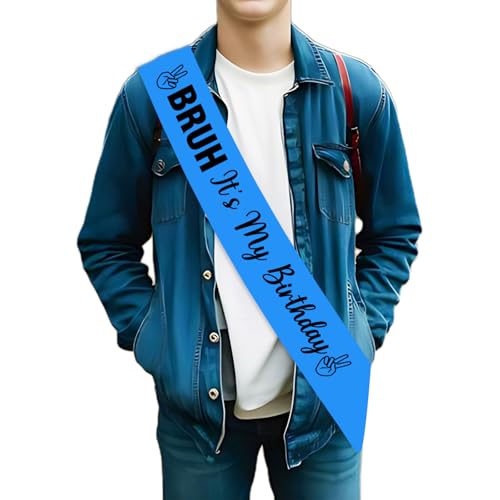 JOYMEMO Bruh Its My Birthday Sash Blau Schwarz - Preteen und Teens Geburtstag Party Dekoration, Happy Birthday Bro Sash, Bruh Teenager 12. 13. 14. 15 Geburtstag Party Zubehör JOYMEMO Bruh Its My Birthday Sash Blau Schwarz - Preteen und Teens Geburtstag Party Dekoration, Happy Birthday Bro Sash, Bruh Teenager 12. 13. 14. 15 Geburtstag Party Zubehör von JOYMEMO
