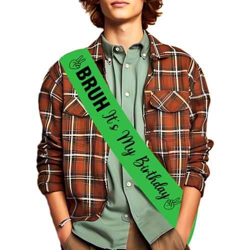 JOYMEMO Bruh Its My Birthday Sash Grün Schwarz - Preteen und Teens Geburtstag Party Dekoration, Happy Birthday Bro Sash, Bruh Teenager 12. 13. 14. 15 Geburtstag Party Supplies JOYMEMO Bruh Its My Birthday Sash Grün Schwarz - Preteen und Teens Geburtstag Party Dekoration, Happy Birthday Bro Sash, Bruh Teenager 12. 13. 14. 15 Geburtstag Party Supplies von JOYMEMO