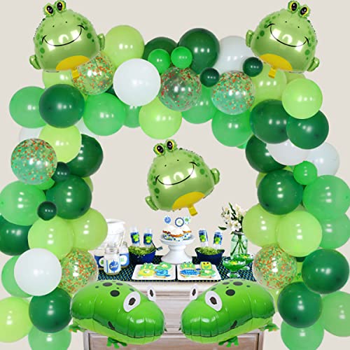 JOYMEMO Frosch Geburtstag Party Dekorationen – Grüne Ballon Girlande Bogen Kit mit Walking Frosch Folienballons für Kinder Insekten-Tier-Thema Geburtstag, Sommerteichpool, grüne Themenparty-Zubehör von JOYMEMO