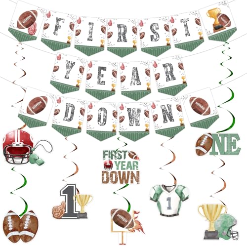 JOYMEMO Fußball 1. Geburtstag Party Dekorationen für Jungen - First Year Down Banner und hängende Wirbel, Sport Thema Geburtstag Party Supplies JOYMEMO Fußball 1. Geburtstag Party Dekorationen für Jungen - First Year Down Banner und hängende Wirbel, Sport Thema Geburtstag Party Supplies von JOYMEMO