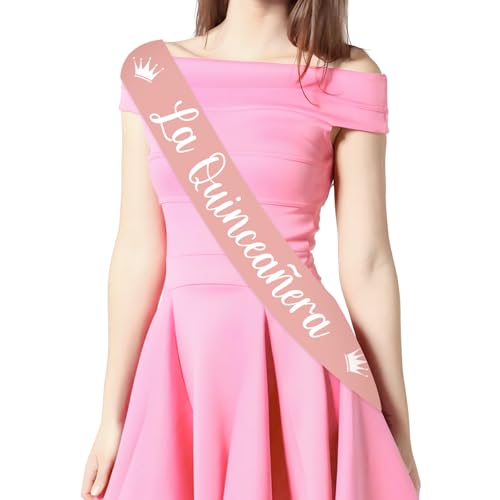 JOYMEMO Quinceanera Schärpe zum 15. Geburtstag für süßes Mädchen – Rose Gold La Quinceañera Schärpe Blumenkrone Prinzessin Dekorationen, Mis Quitte 15. Partyzubehör JOYMEMO Quinceanera Schärpe zum 15. Geburtstag für süßes Mädchen – Rose Gold La Quinceañera Schärpe Blumenkrone Prinzessin Dekorationen, Mis Quitte 15. Partyzubehör von JOYMEMO