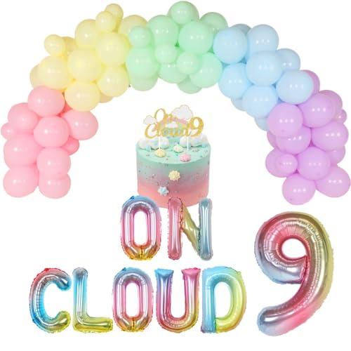 KOYMEMO On Cloud 9 Geburtstagsdekorationen für Mädchen Pastell Rainbow Balloon Garlande Arch Kit On Cloud 9 Cake Topper Ballon Banner für Sky Theme 9. Geburtstag Party Supplies KOYMEMO On Cloud 9 Geburtstagsdekorationen für Mädchen Pastell Rainbow Balloon Garlande Arch Kit On Cloud 9 Cake Topper Ballon Banner für Sky Theme 9. Geburtstag Party Supplies von JOYMEMO