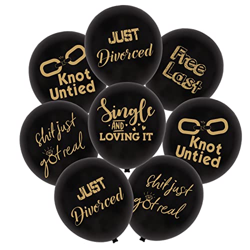 Lustige Scheidungsparty Dekoration Ballons 30er Pack Lustige Schwarzgold Luftballons für Frauen Männer mit verschiedenen Sprüchen für die Freiheit Single AF Party Supplies von JOYMEMO