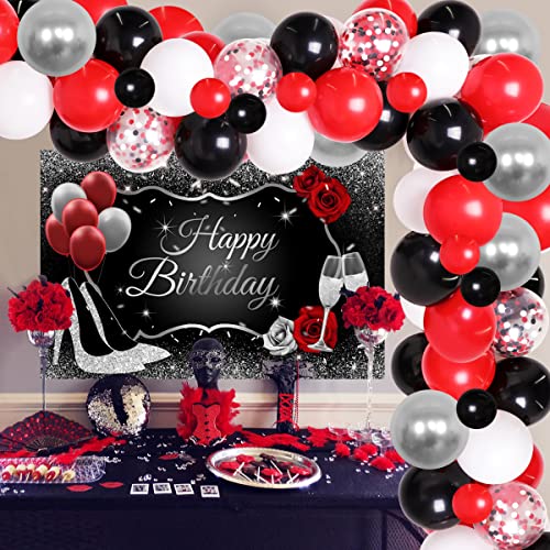 JOYMEMO Rot Schwarz und Silber Party Dekorationen für Frauen Geburtstagsfeier Lieferungen Rot Schwarz und Silber Ballon Girlande Glitter Alles Gute zum Geburtstag High Heels Champagner JOYMEMO Rot Schwarz und Silber Party Dekorationen für Frauen Geburtstagsfeier Lieferungen Rot Schwarz und Silber Ballon Girlande Glitter Alles Gute zum Geburtstag High Heels Champagner von JOYMEMO