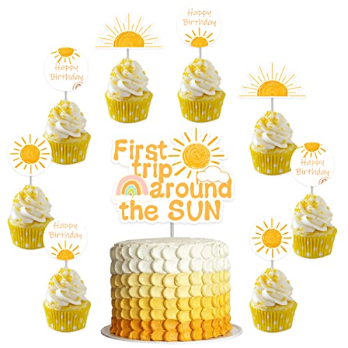 Tortenaufsatz "First Trip Around The Sunshine", doppelseitig – Weltraum 1. Geburtstag, Dekorationen für Jungen und Mädchen, Sonne 1. Geburtstag, Partyzubehör Tortenaufsatz "First Trip Around The Sunshine", doppelseitig – Weltraum 1. Geburtstag, Dekorationen für Jungen und Mädchen, Sonne 1. Geburtstag, Partyzubehör von JOYMEMO
