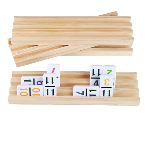 JOYOUSLIFE Domino-Tabletts aus Holz, mexikanischer Zug, Domino-Rack-Set, doppelte 12 Fliesen, Dominohalter (Domino nicht im Lieferumfang enthalten) von JOYOUSLIFE