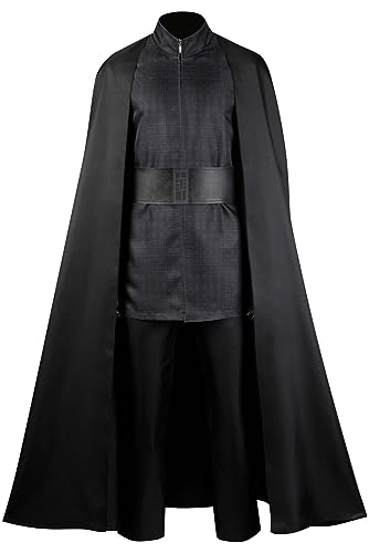 JOYPALY Herren Kylo Ren Kostüm Erwachsene Jedi Tunika Outfits Ritter Robe Schwarz Langer Umhang Schal Halloween SW Uniform Cosplay Full Set von JOYPLAY