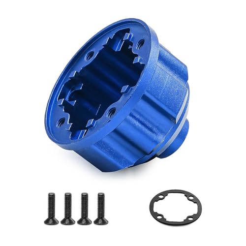JOSYOG Aluminium-Differentialträger für TRAXXAS 1/8 6S MAXX SLASH-102076-4 RC Front/Hinten Universal-Metallgehäuse Getriebe Differentialabdeckung Gehäuse (Blau) von JOYSOG