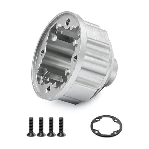 JOSYOG Aluminium-Differentialträger für TRAXXAS 1/8 6S MAXX SLASH-102076-4 RC Front/Hinten Universal-Metallgehäuse Getriebe Differentialabdeckung Gehäuse (Silber) von JOYSOG