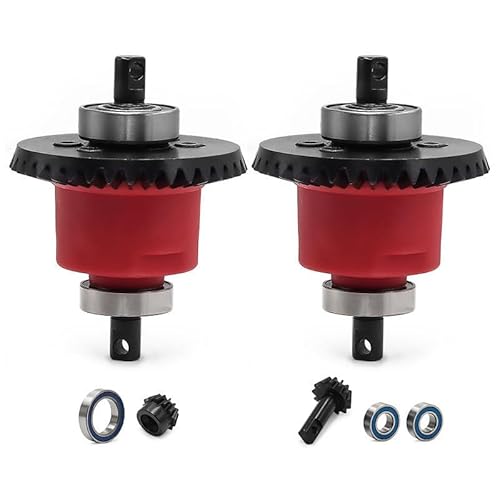 JOYSOG 1/10 RC Differentialteile für Traxxas 1/10 Slash 4x4/Rustler/Stampede/Bandit/Rally vorne/hinten Stahlgetriebe + Nylon Differential Case Assembly (Rot) von JOYSOG
