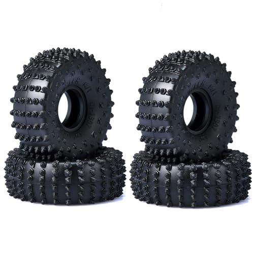 JOYSOG 2,5 cm Reifen, 4 Stück Gummi-RC-Crawler-Reifen mit Schaumstoffeinlage für 1/24 SCX24 FCX24 1/18 FMS TRX4M RC Upgrade-Teile von JOYSOG